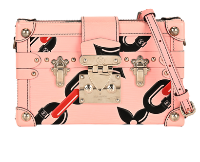 Petite Malle, &pound;2,100, Handbags, Black/Pink, Canvas/Leather, Front view